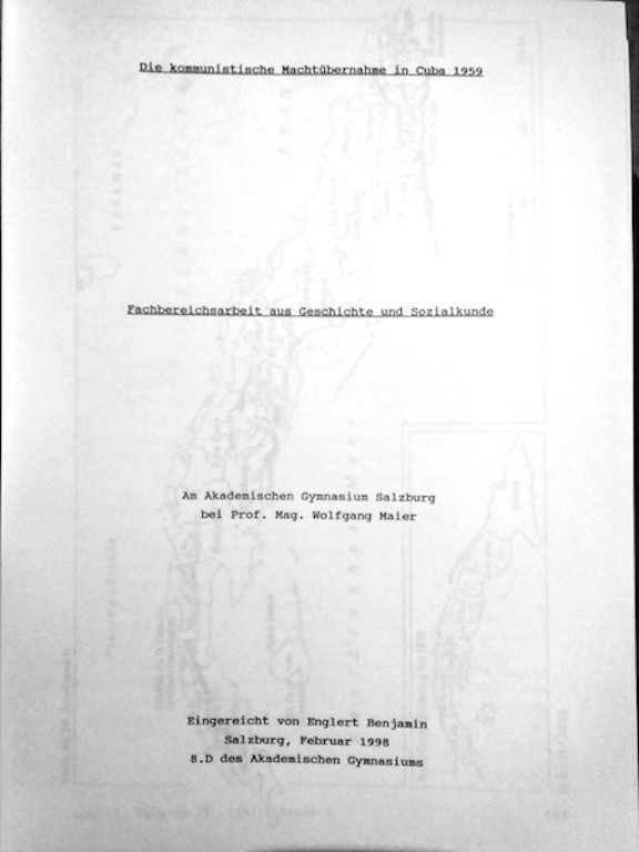 FBA paper titeld The communist takeover in Cuba 1959, written &#039;98